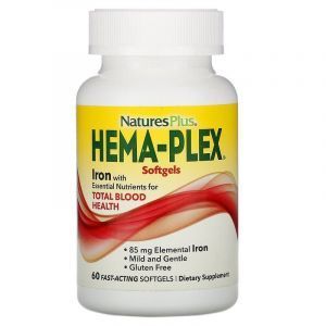 Витаминно-минеральный комплекс, Hema-Plex, Nature's Plus, 60 быстродействующих гелевых капсул