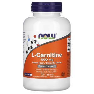 L-карнитин, L-Carnitine, Now Foods, 1000 мг, 100 таблеток
