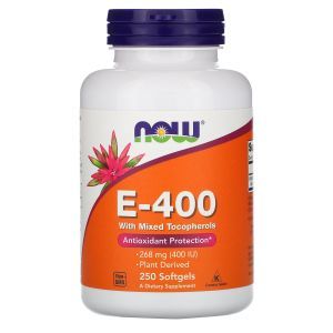 Витамин Е со смешанными токоферолами, E-400, Now Foods, 268 мг (400 МЕ), 250 гелевых капсул 
