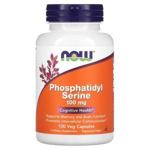 Фосфатидилсерин, Phosphatidyl Serine, Now Foods, 100 мг, 120 вегетарианских капсул
