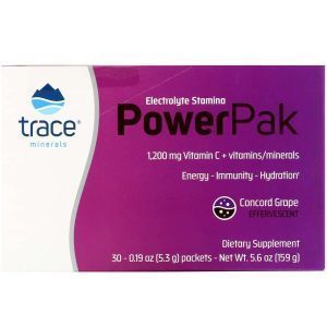 Электролиты со вкусом винограда, Electrolyte Stamina Power Pak, Trace Minerals Research, 1200 мг, 30 пакетов по 5,3 г 