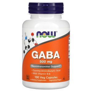 Гамма-аминомасляная кислота с витамином В-6 (GABA), Now Foods, 500 мг, 100 вегетарианских капсул