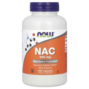 Ацетилцистеин, NAC (N-Acetyl Cysteine), Now Foods, 600 мг, 250 вегетарианских капсул
