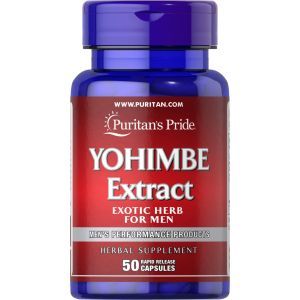 Йохимбе, Yohimbe Extract, Puritan's Pride, 1000 мг, 50 капсул быстрого высвобождения
