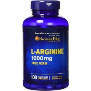 L-аргинин, L-Arginine, Puritans Pride, 1000 мг, 100 капсул