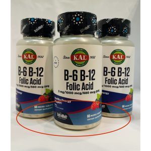 Vitamina B12 + Acid folic B6, Vitamina B-6 Acid folic B-12, KAL, fructe de padure, 60 de tablete