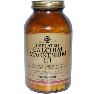 Магний кальций, Chelated Calcium Magnesium, Solgar, хелатный, 1:1, 240 таблеток