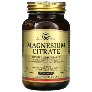 Цитрат магния, Magnesium Citrate, Solgar, 60 таблеток
