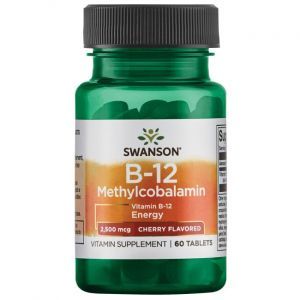 Витамин В12 (метилкобаламин), Ultra Vitamin B-12 Methylcobalamin, Swanson, 2500 мкг, вкус вишни, 60 таблеток