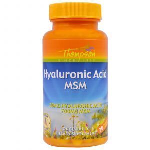 Гиалуроновая кислота, Hyaluronic Acid - MSM, Thompson, 30 кап.