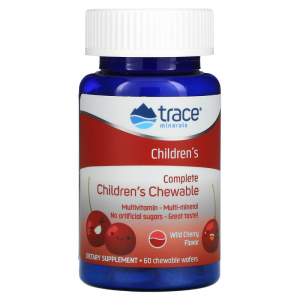 Мультивитамины для детей, Complete Multi Children's, Trace Minerals, со вкусом дикой вишни, 60 жевательных вафель
