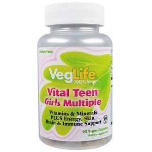 Витаминный комплекс для девочек, Vital Teen Girl Multiple, VegLife, 60 вегетарианских капсул
