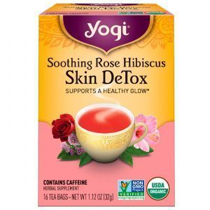 Чай для очищения организма, Skin DeTox, Soothing Rose Hibiscus, Yogi Tea, 16 пакетиков, 32 г