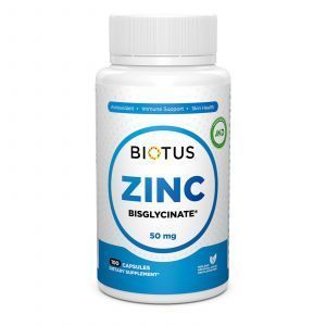 Цинк бисглицинат, Zinc Bisglycinate, Biotus, 50 мг, 100 капсул