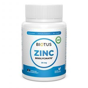Цинк бисглицинат, Zinc Bisglycinate, Biotus, 30 мг, 60 капсул